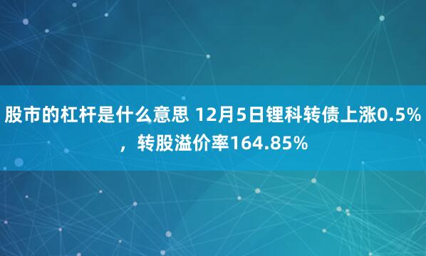 股市的杠杆是什么意思 12月5日锂科转债上涨0.5%，转股溢价率164.85%