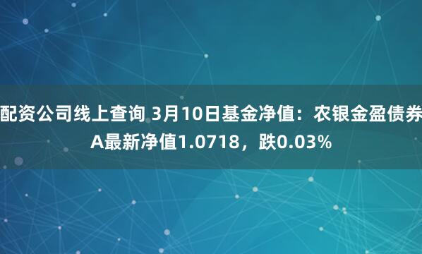 配资公司线上查询 3月10日基金净值：农银金盈债券A最新净值1.0718，跌0.03%